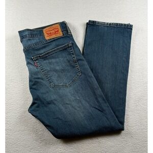 Levi's 513 Jeans Mens 36X30 Blue Denim Stretch Medium Wash Slim Straight‎ Leg